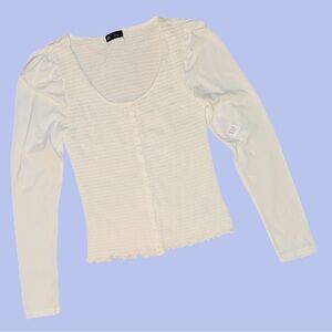 Gap Featherweight‎ Smocked Button-Front White Top Size Tall small